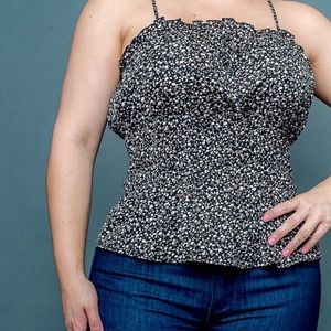 floral ruffles black top